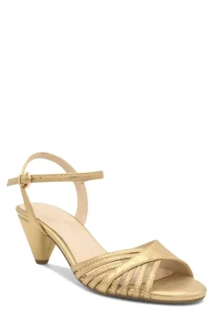 Metallic 'Maylea' Cone Mid Heel Sandals