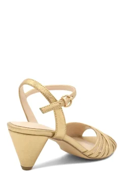 Metallic 'Maylea' Cone Mid Heel Sandals