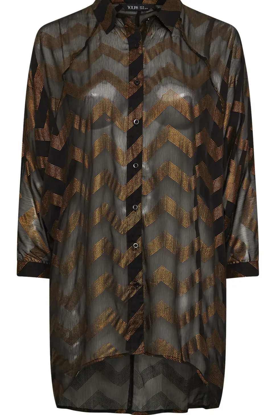 Metallic Zig Zag Dip Hem Shirt