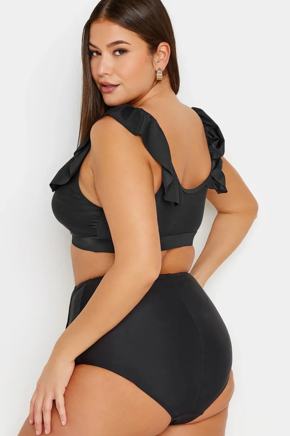 Metal Trim Frill Bikini Top