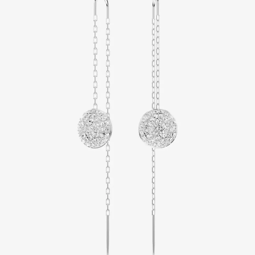Meteora Rhodium Plated Crystal Disc Chain Dropper Earrings 5683448