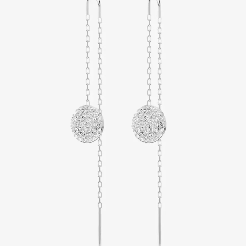 Meteora Rhodium Plated Crystal Disc Chain Dropper Earrings 5683448