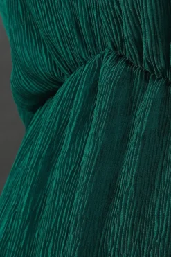 Micro Pleat Batwing Midi Dress