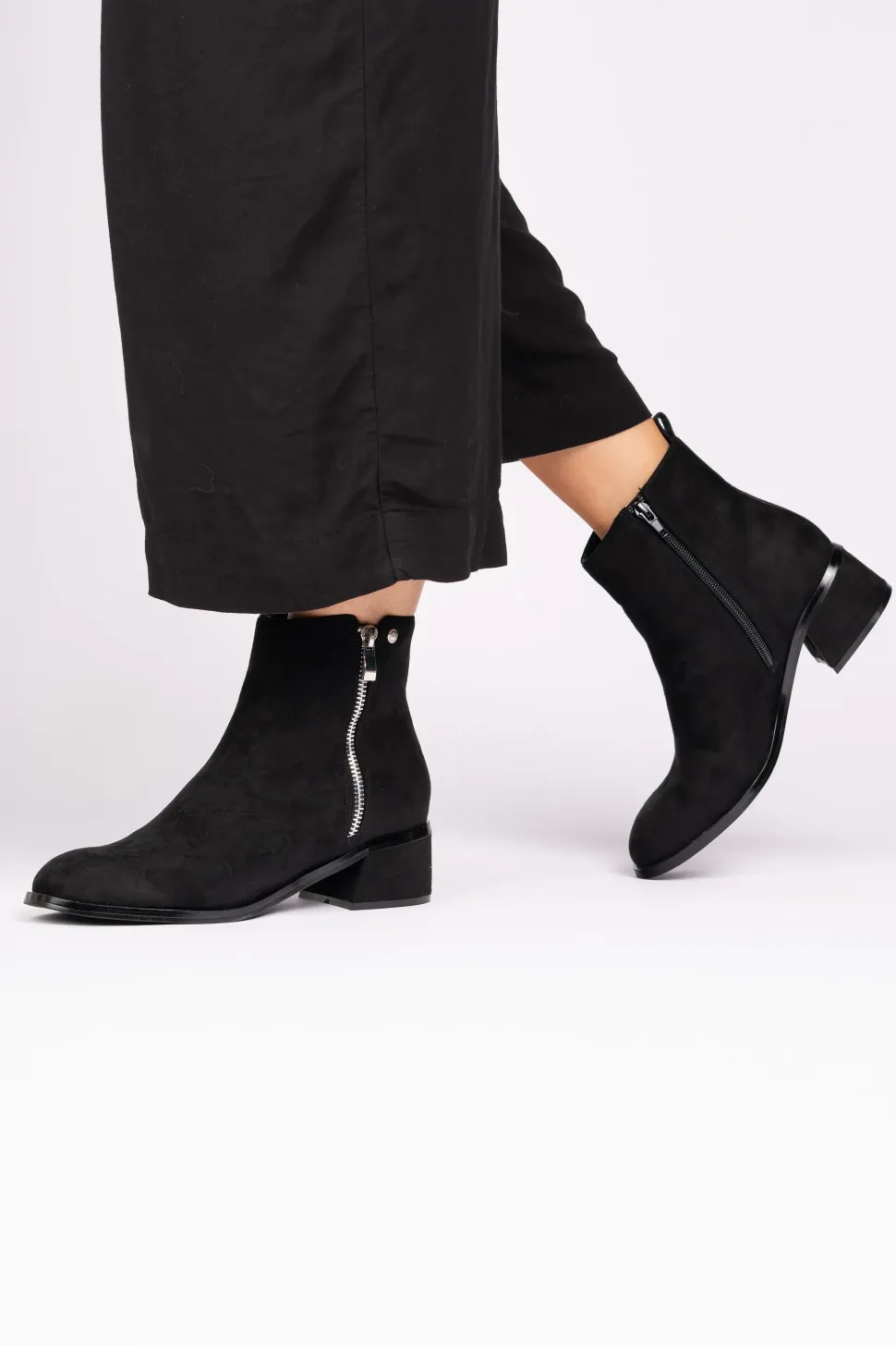 Micro Suede 'Ainsley' Mid Block Ankle Boot