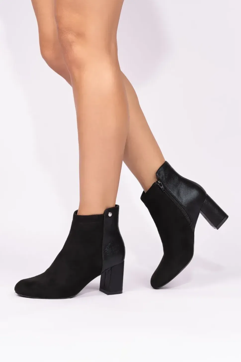 Micro suede 'Alathea' Mid Block Heel Ankle Boot