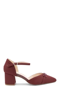 Micro Suede 'Farina' Wide Fit Mid Block Heel Ankle Strap Heel
