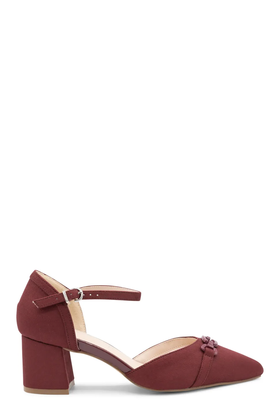 Micro Suede 'Farina' Wide Fit Mid Block Heel Ankle Strap Heel