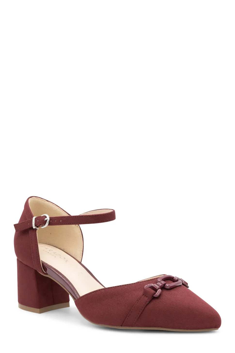 Micro Suede 'Farina' Wide Fit Mid Block Heel Ankle Strap Heel