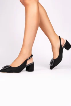Micro Suede 'Fiona' Wide Fit Mid Block Heel Slingback Heel