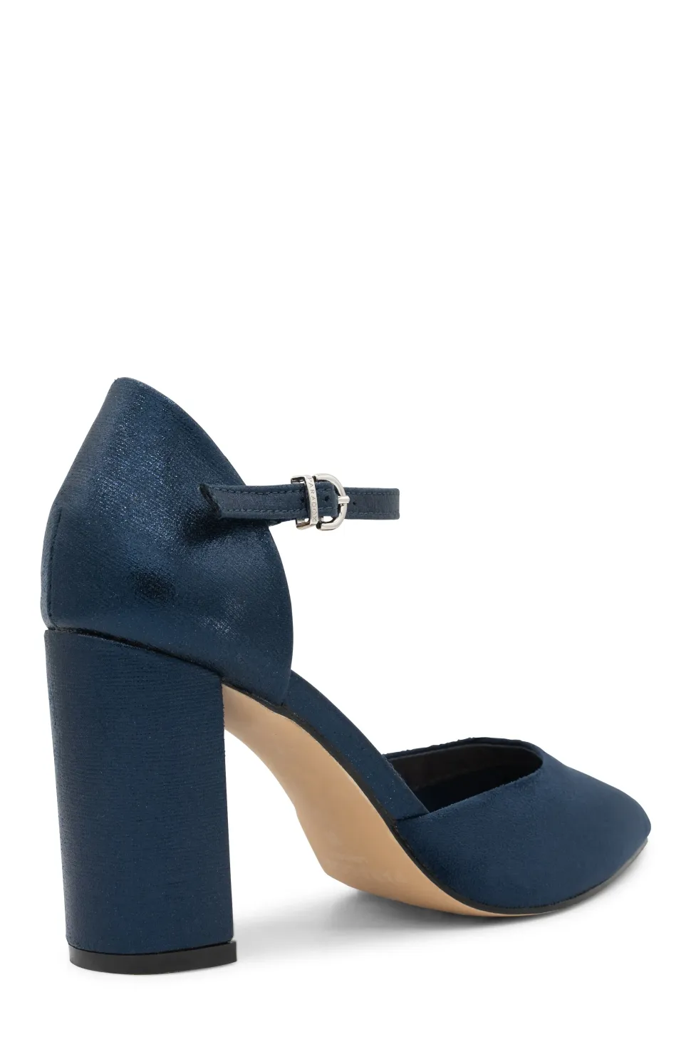 Micro Suede 'Rana' High Block Heel Ankle Strap Court Shoe