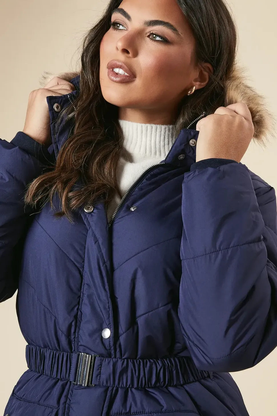 Midi Luxe Padded Belted Coat