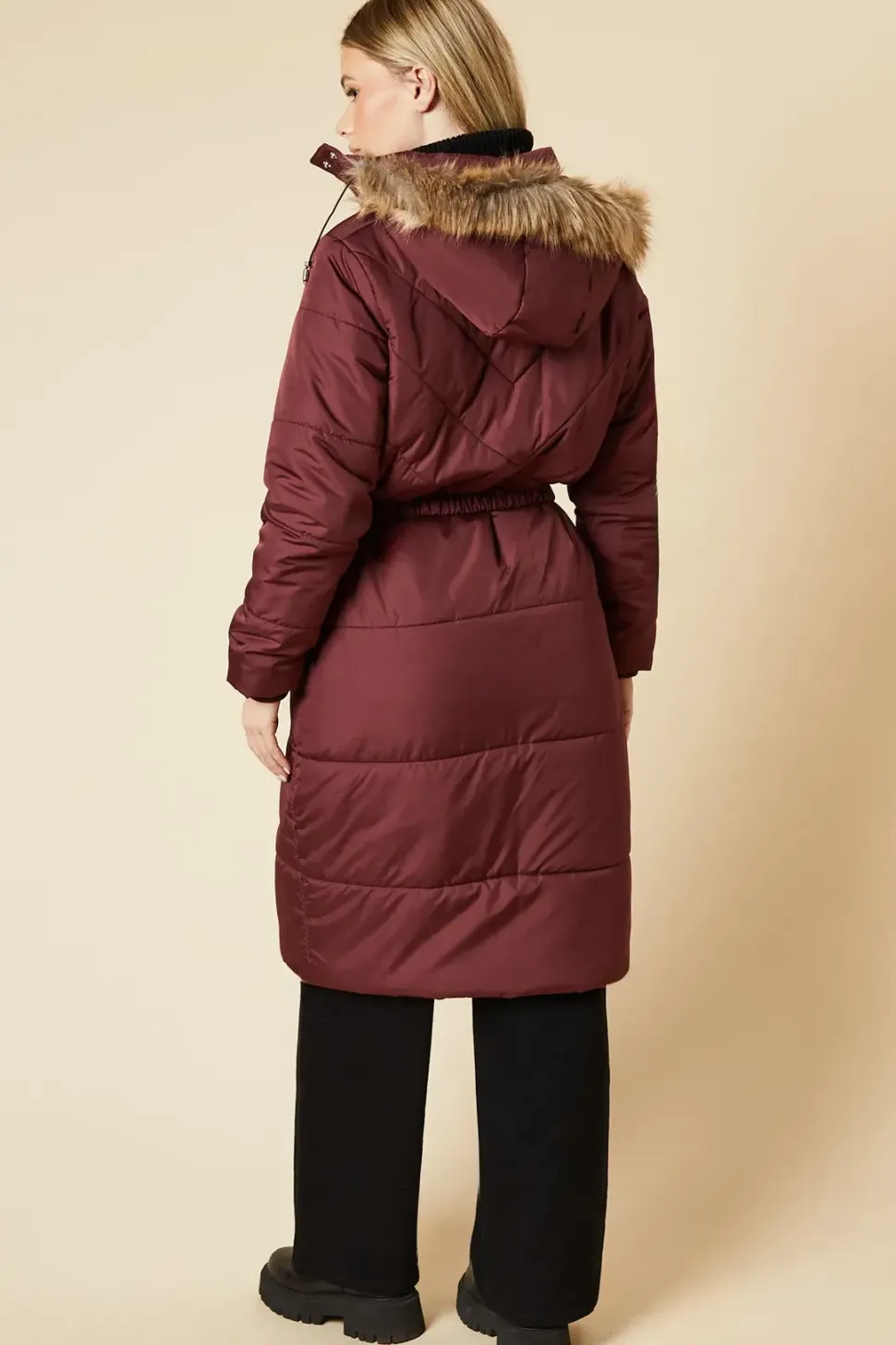 Midi Luxe Quilted Padded Puffer Belted Coat