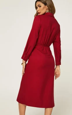 Midi Shirt Dress With Tie Waist