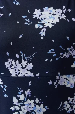 Midnight Bloom Printed Satin Tie Shoulder Maxi Bridesmaids Dress