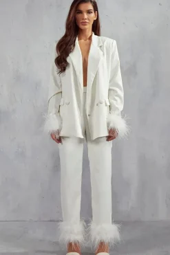 Milan Premium Satin Feather Trim Trousers