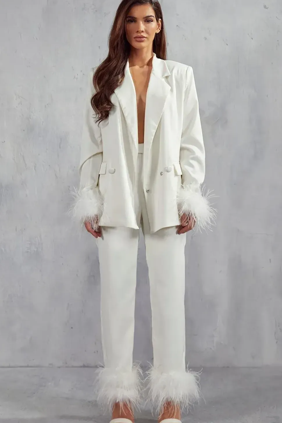 Milan Premium Satin Feather Trim Trousers