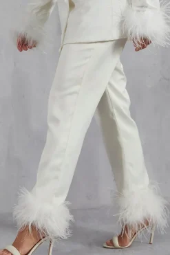 Milan Premium Satin Feather Trim Trousers