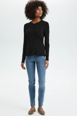 Mila Roll-Neck Cardigan-Plain
