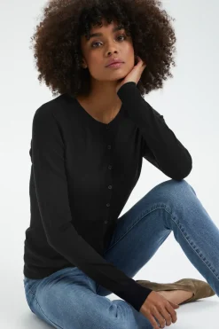 Mila Roll-Neck Cardigan-Plain