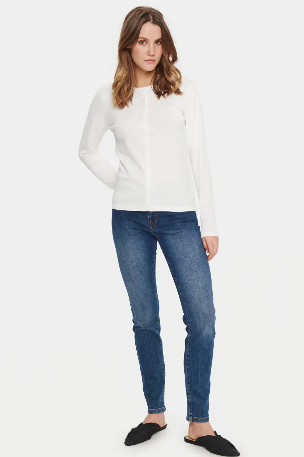 Mila Roll-Neck Cardigan-Plain
