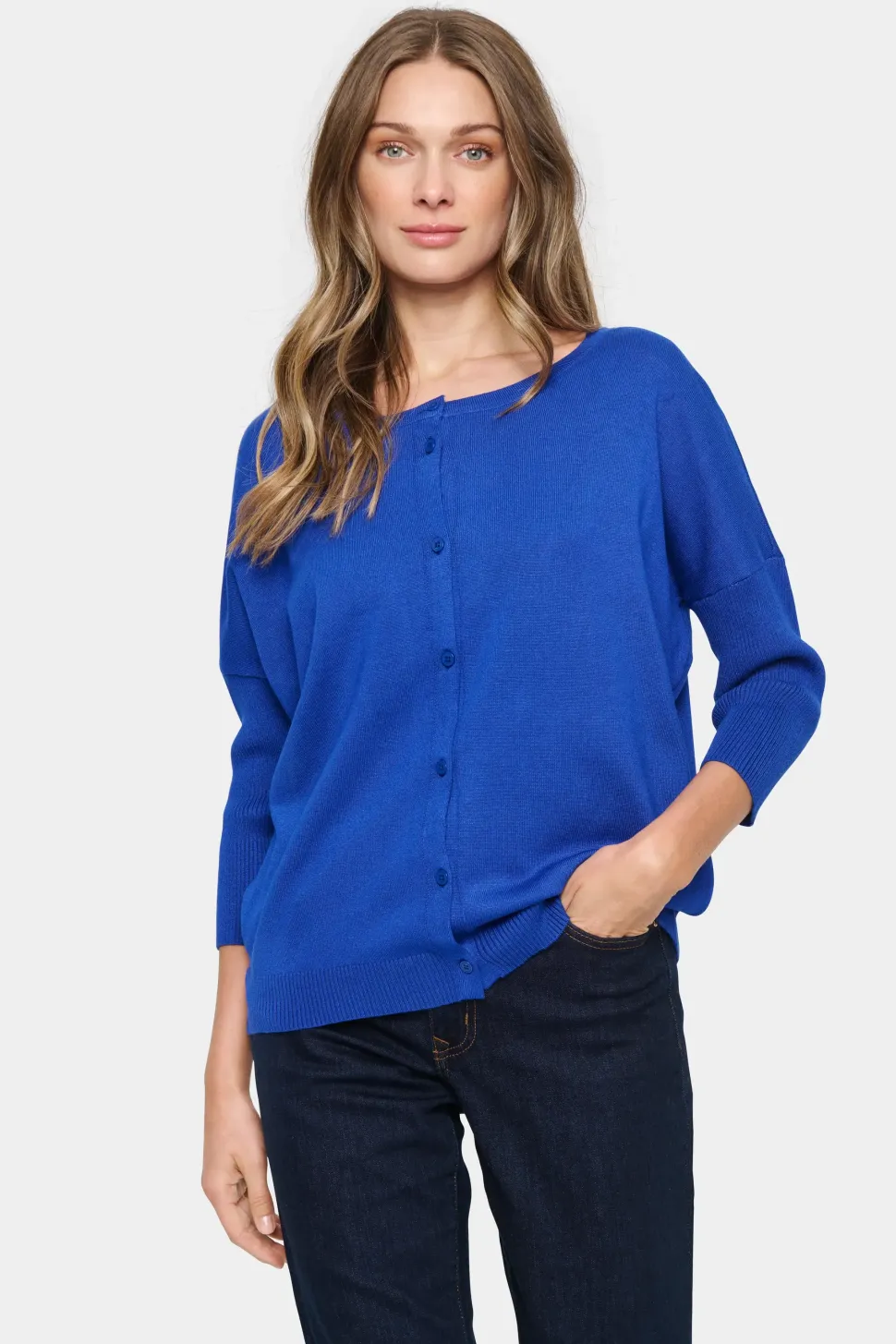 Mila Round Neck 3/4 Sleeve Cardigan-
