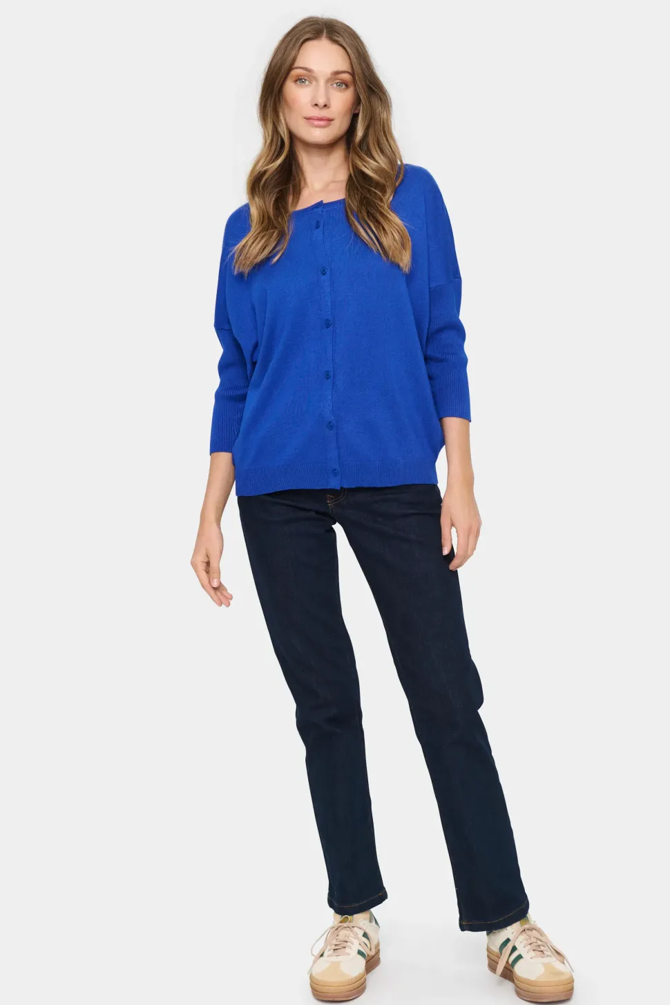 Mila Round Neck 3/4 Sleeve Cardigan-