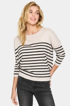 MilaSZ Round Neck Casual Fit Pullover-Striped