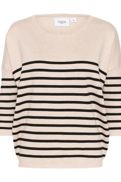 MilaSZ Round Neck Casual Fit Pullover-Striped