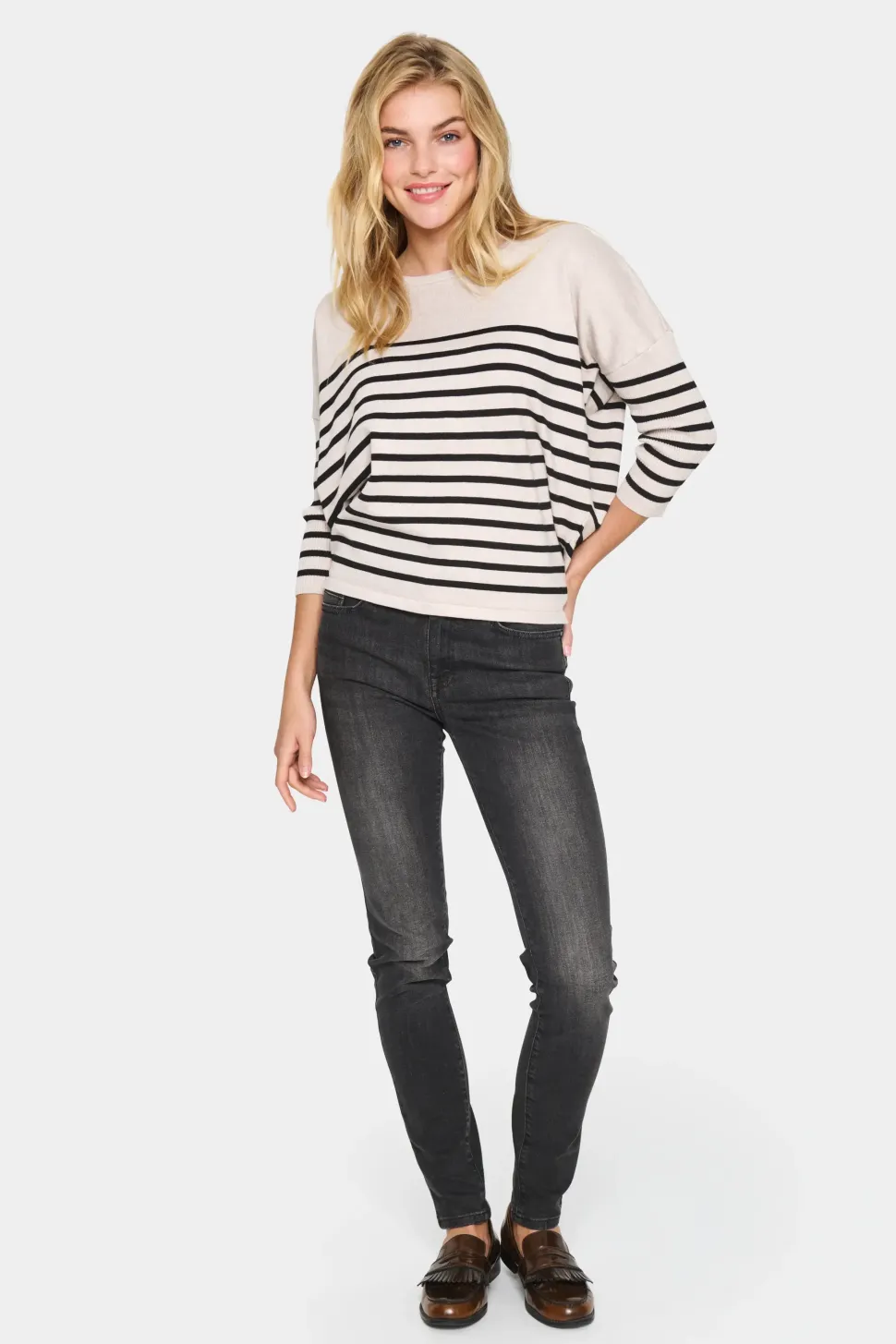 MilaSZ Round Neck Casual Fit Pullover-Striped