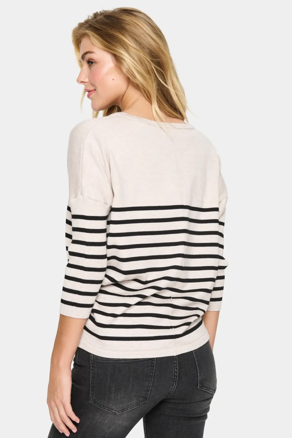 MilaSZ Round Neck Casual Fit Pullover-Striped