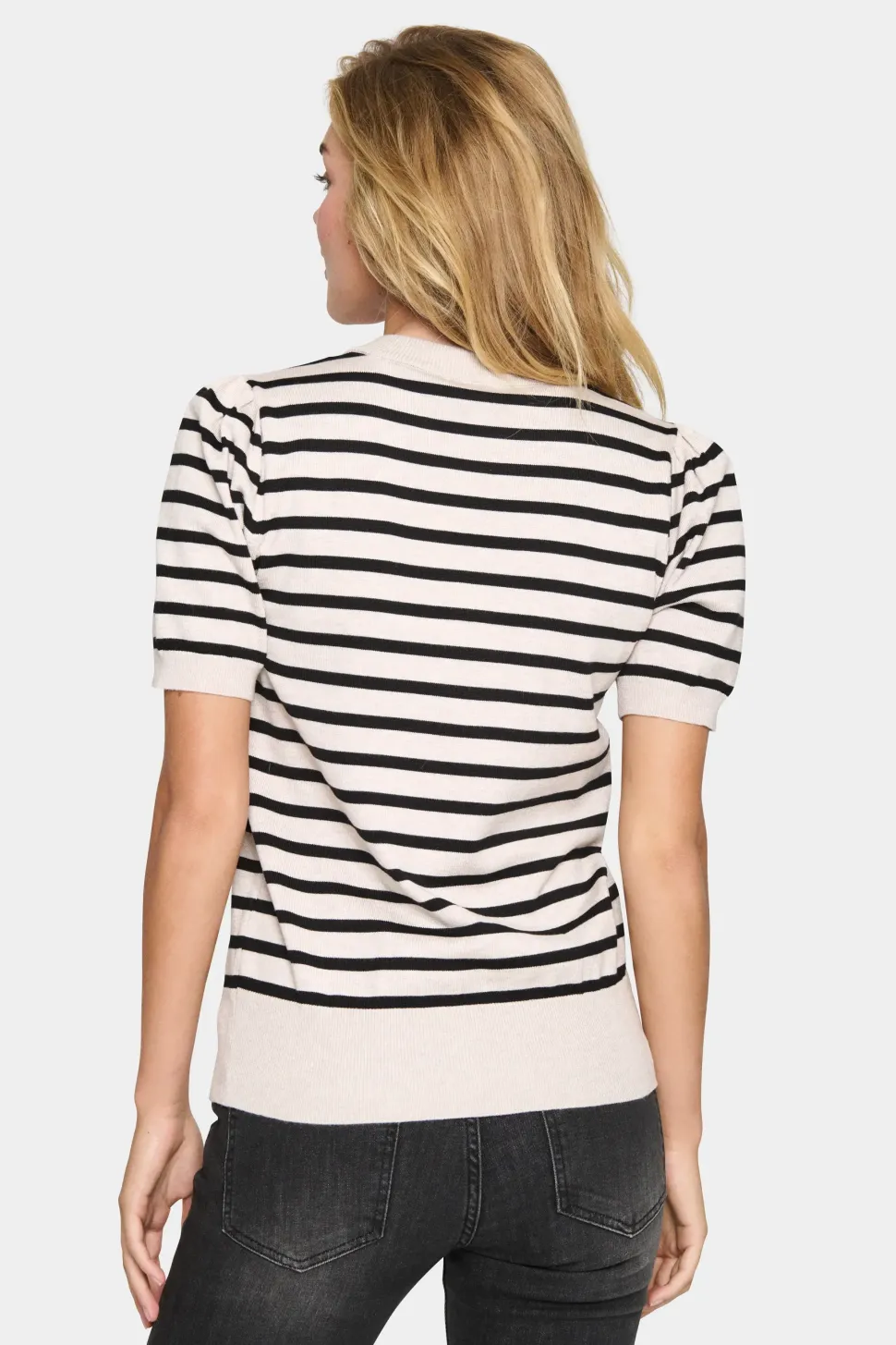 MilaSZ Stripes Short Sleeves Pullover-Striped