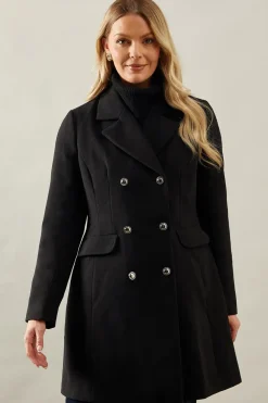 Military Button Faux Wool Coat