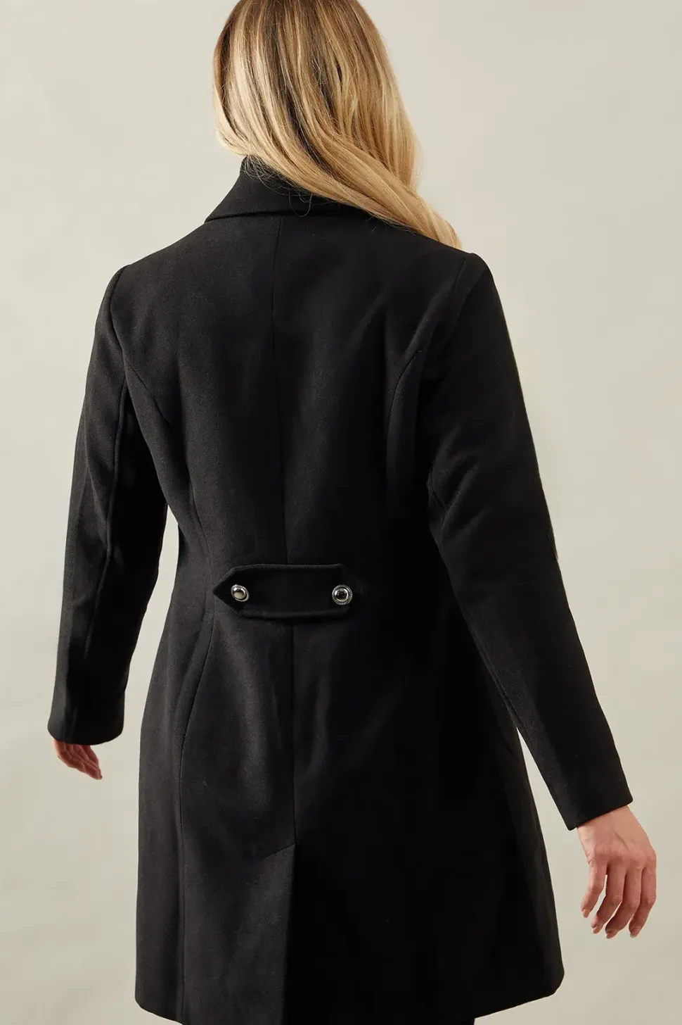 Military Button Faux Wool Coat