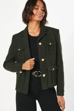 Military Button Wool Short Jacket