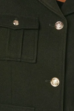 Military Button Wool Short Jacket