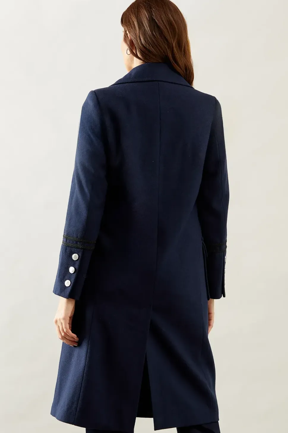 Military Double Breasted Trim Detail Coat