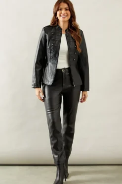 Military Faux Leather Jacket