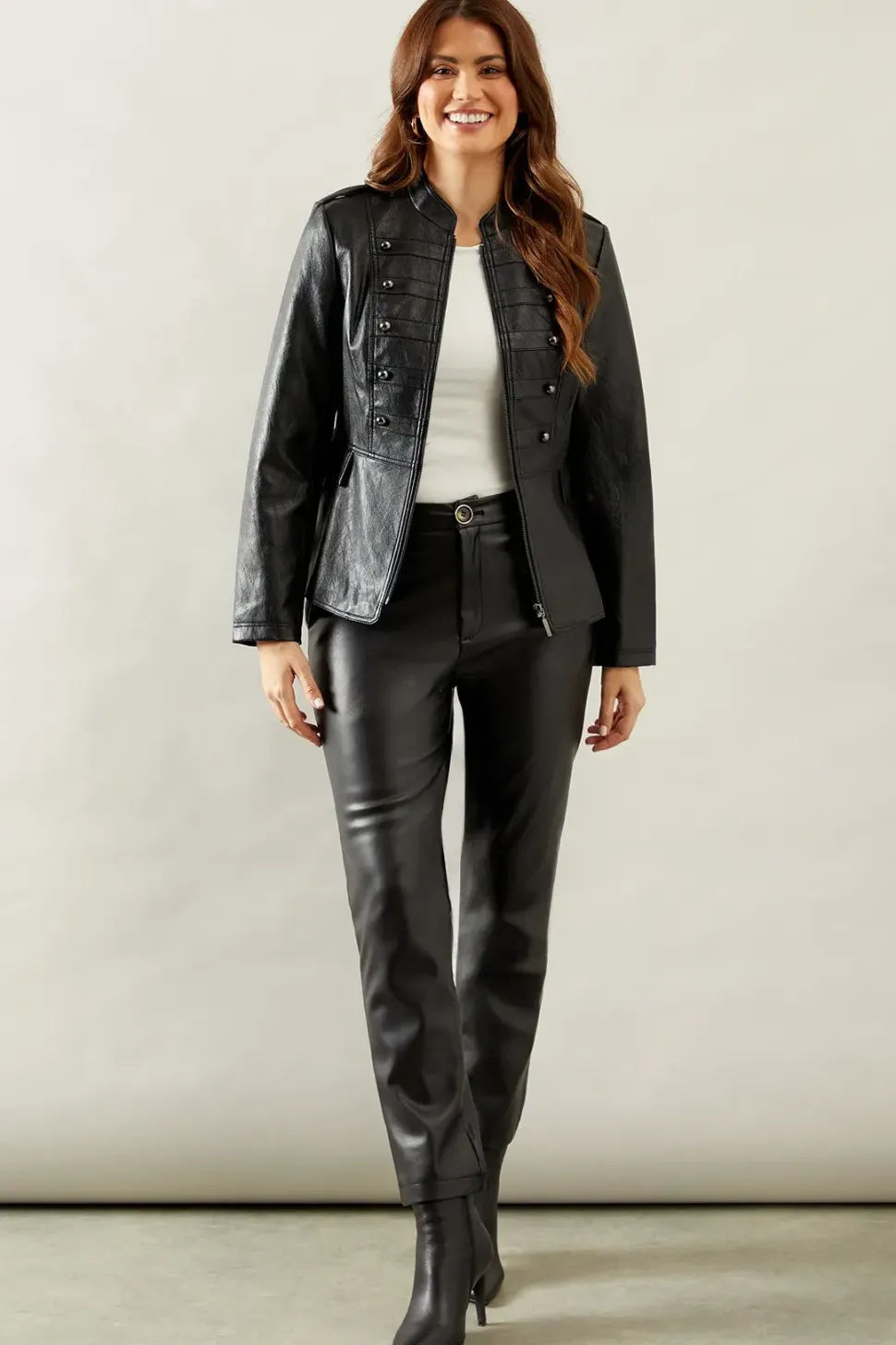 Military Faux Leather Jacket