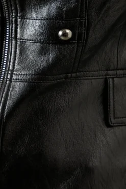 Military Faux Leather Jacket