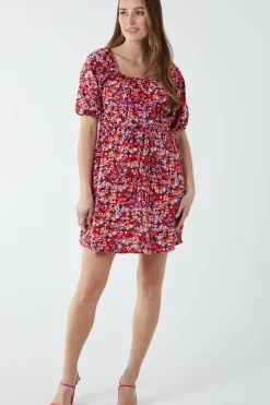 Milkmaid Square Neck Puff Sleeve Mini Dress