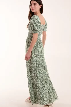 Milkmaid Square Neck Short Puff Sleeve Dress