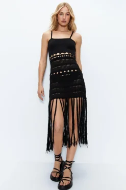 Mini Dress With Fringing