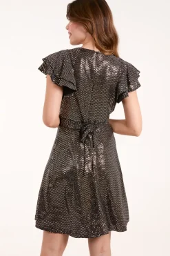 Mirror Shimmer Frill Sleeve Dress