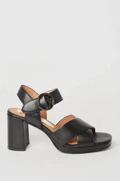 Mitte Leather Cross Strap Platform Heel Sandals