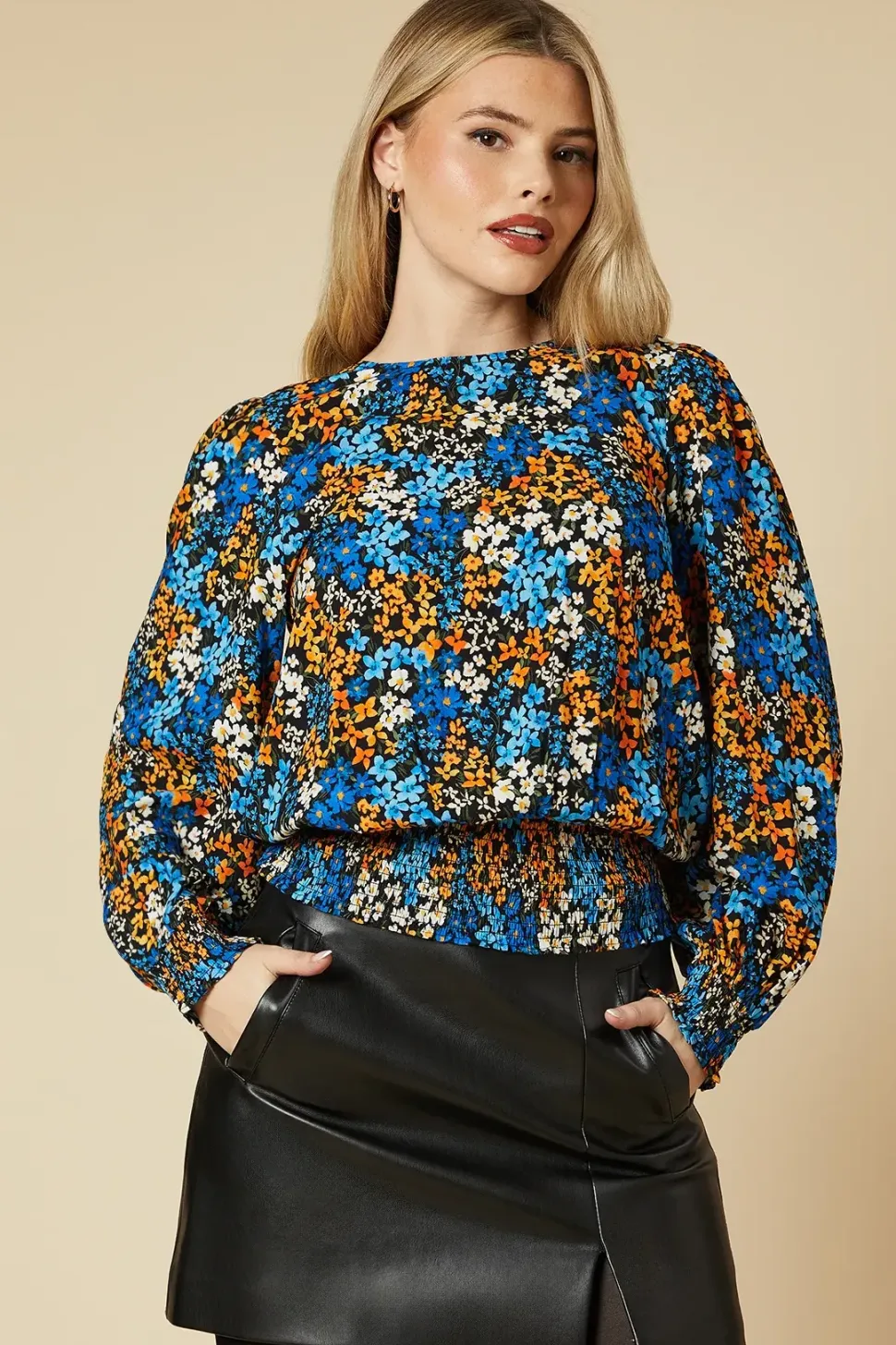Mix & Match Floral Shirred Hem Top