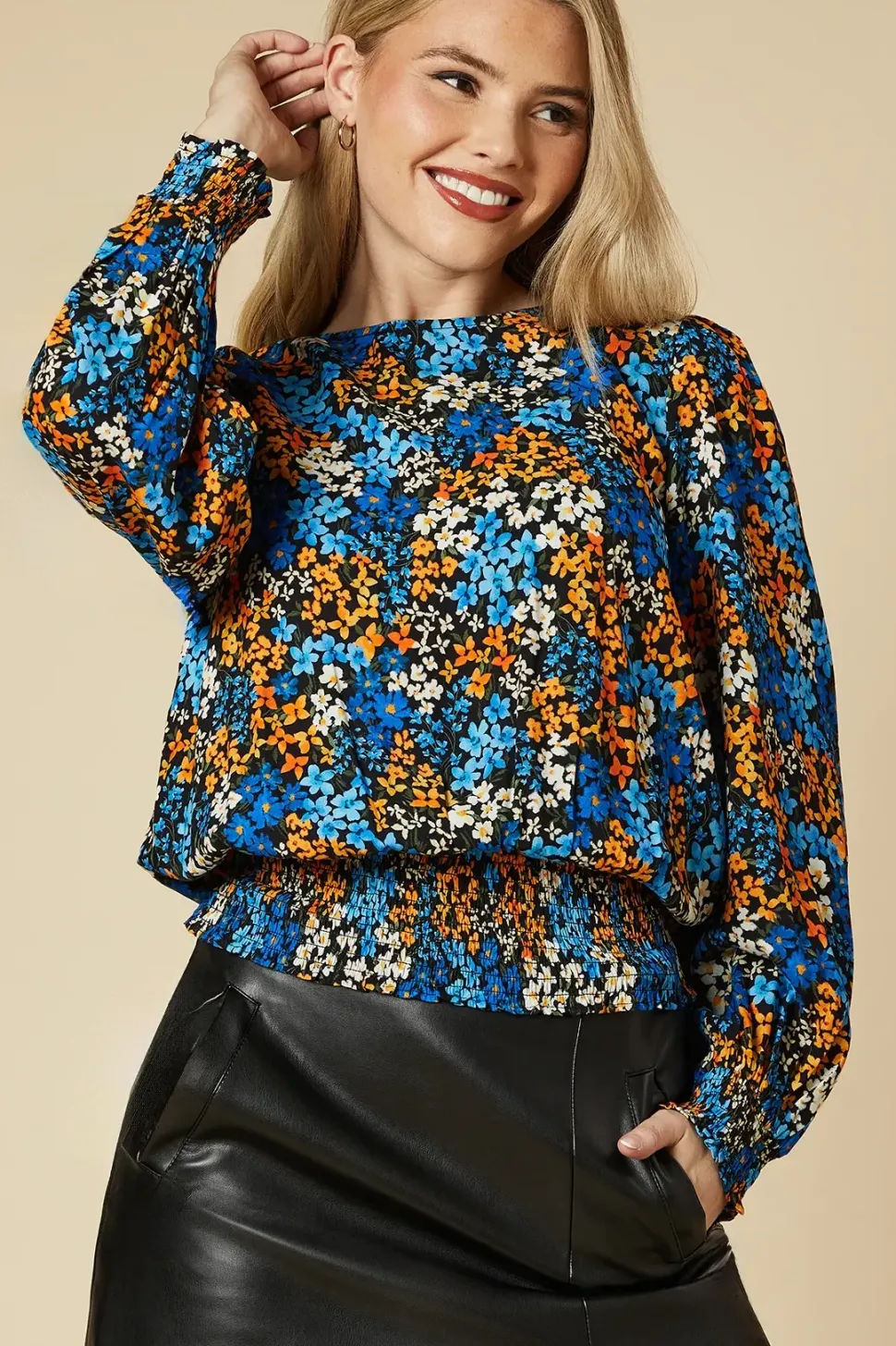 Mix & Match Floral Shirred Hem Top