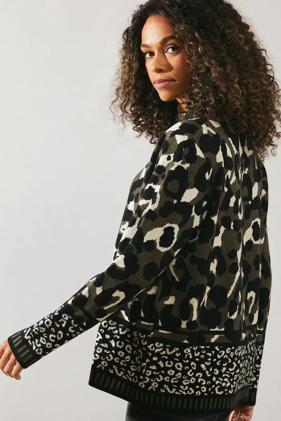 Mixed Animal High Neck Jumper