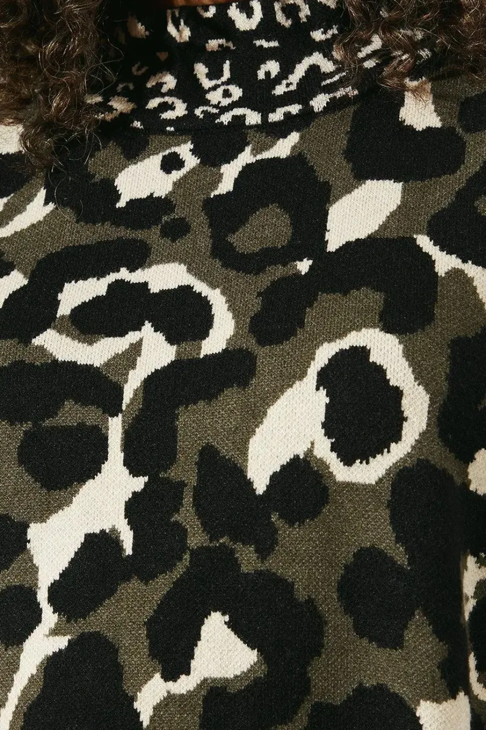 Mixed Animal High Neck Jumper
