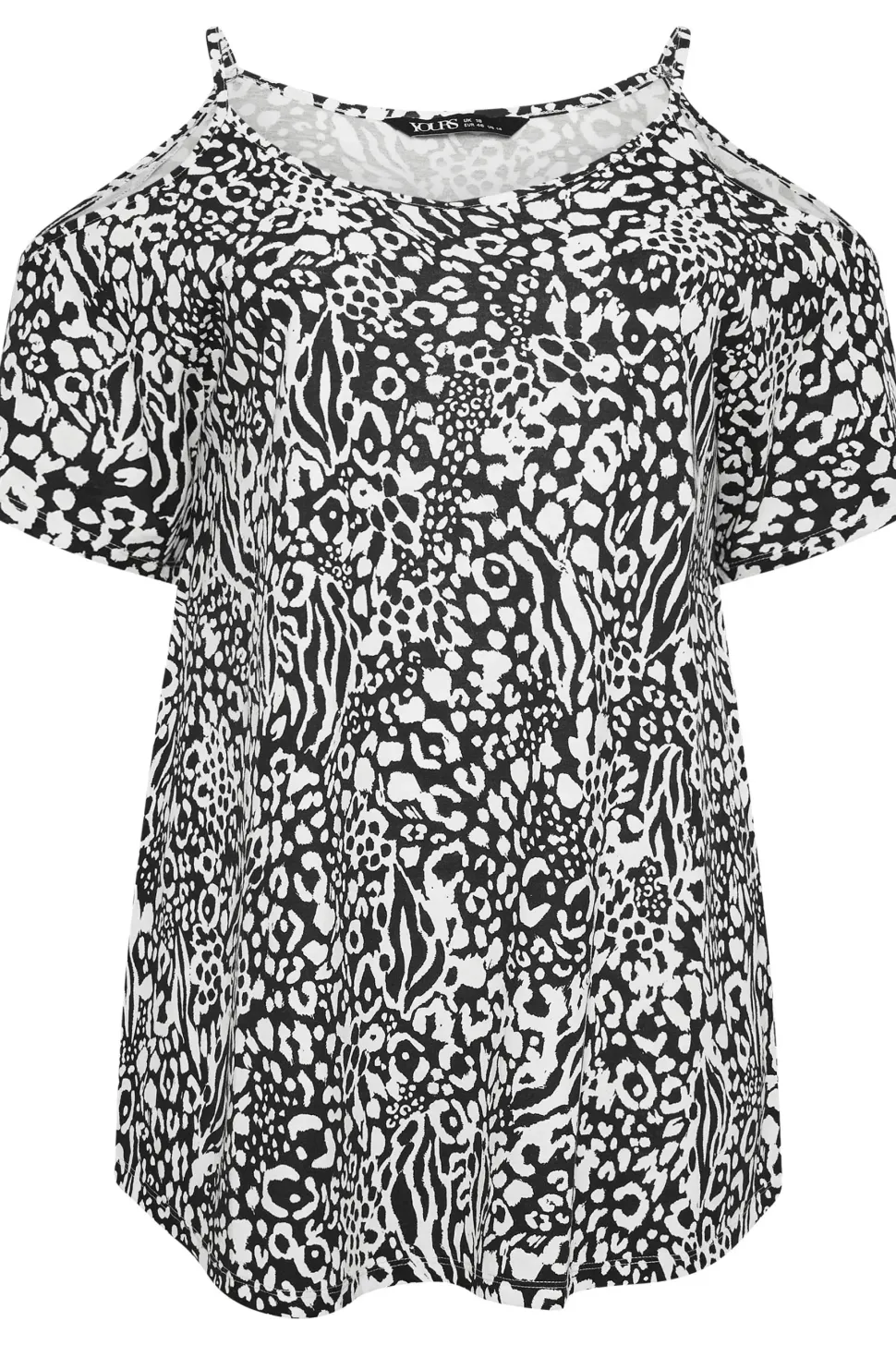 Mixed Animal Print Cold Shoulder Top