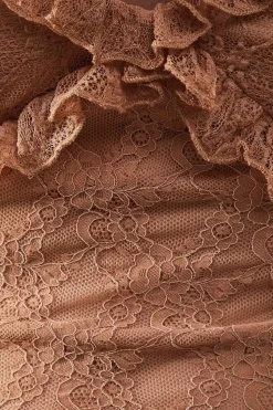Mixed Lace Sweetheart Neck Maxi Dress